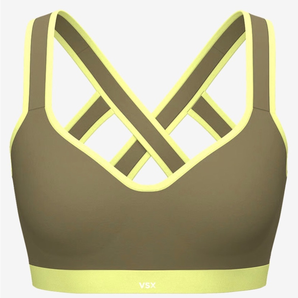 Victoria's Secret Olive Green Seamless Bralette with Lime Trim 34DD - Picture 2 of 7